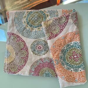 Mulitcolored Circle Patterns on‎ Ecru Rectangular Tablecloth 50" x 62"